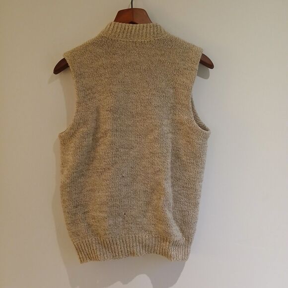 Vintage Eddie Bauer 100% Wool Button Down Sweater Vest Unisex Size Medium Beige - Picture 2 of 10